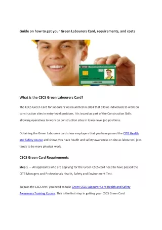 Guide on how to get your green labourers card