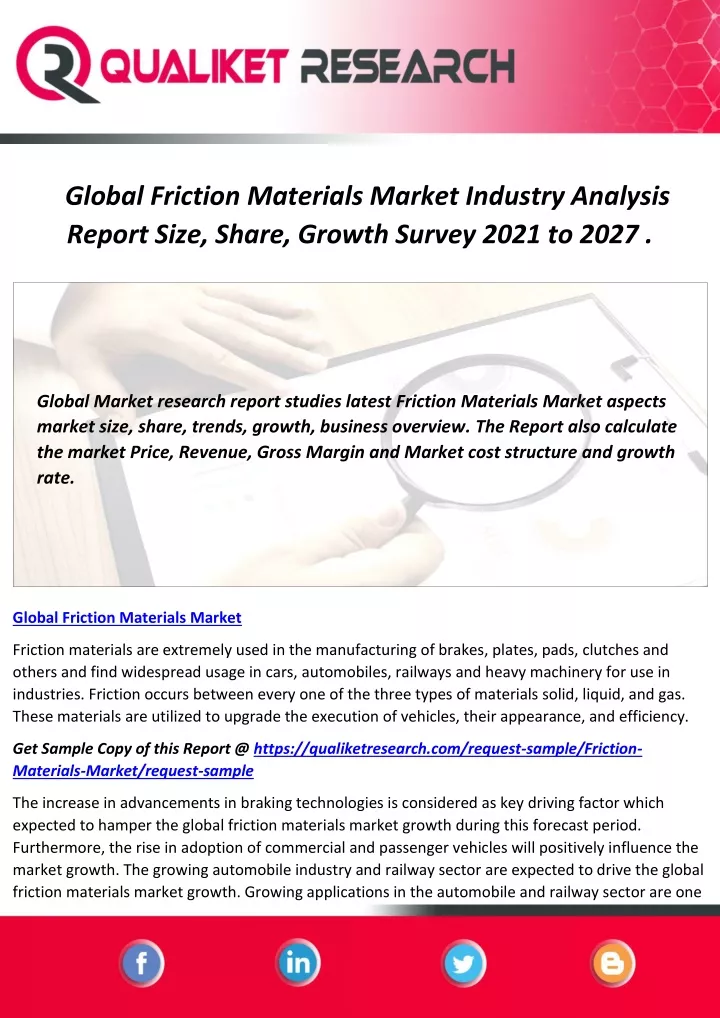 global friction materials market industry