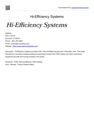 Hi-Efficiency Systems