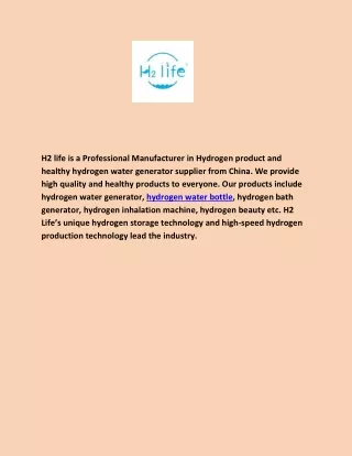 Hydrogen Water Benefits - H2 Life