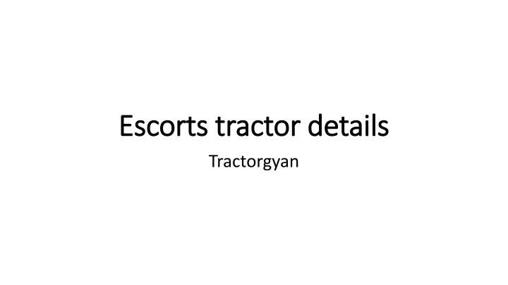 escorts tractor details