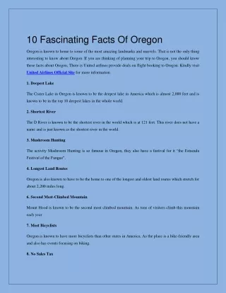 Fascinating Facts Of Oregon