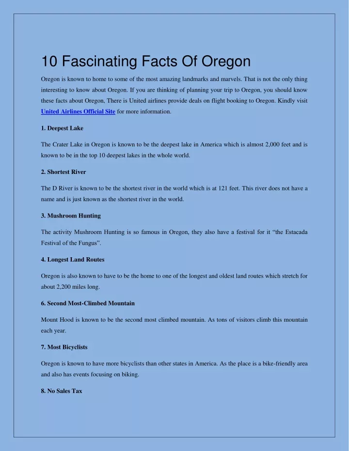 10 fascinating facts of oregon