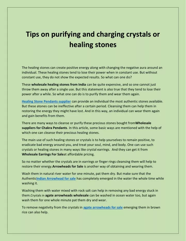 tips on purifying and charging crystals