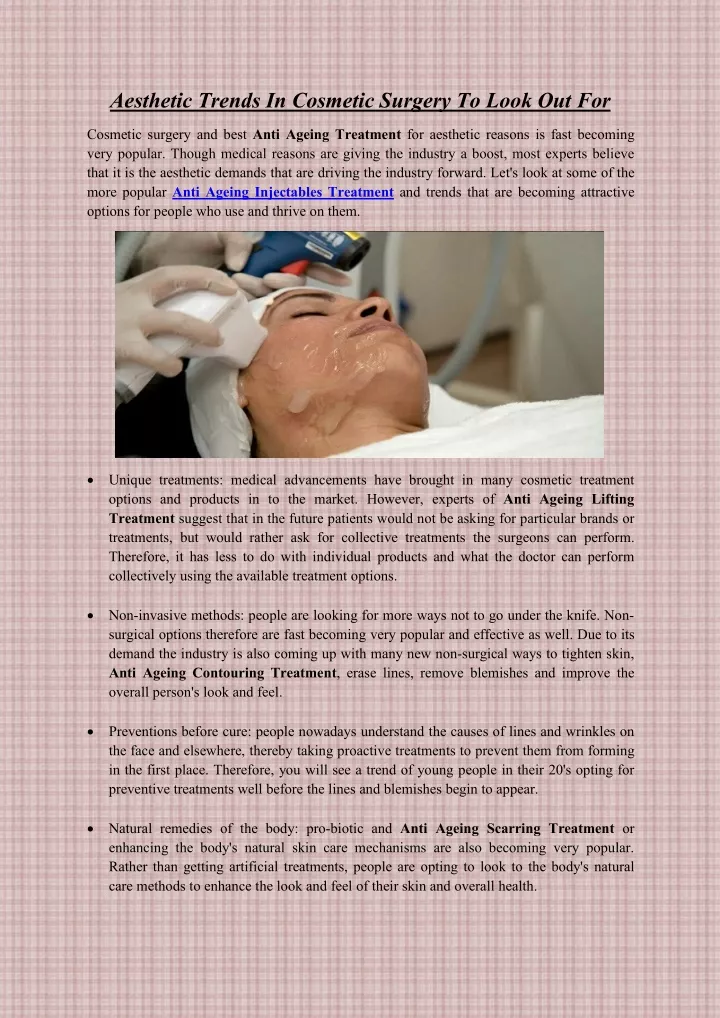 aesthetic trends in cosmetic surgery to look