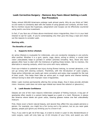 lasik corrective surgery remove any fears about