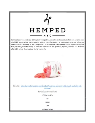 Best CBD Pain Relief  Hempednyc.com