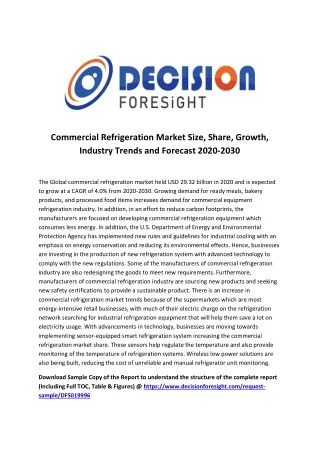 Commercial Refrigeration Market Trends by Key Players, End User, Demand, Analysis Growth and Forecast 2030