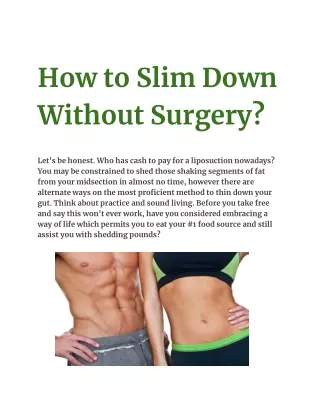 How to Slim Down Without Surgery