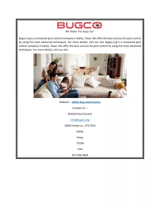bugco org is a renowned pest control company