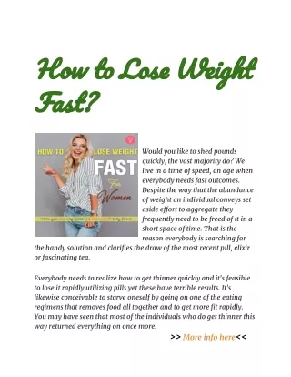 How to Lose Weight Fast
