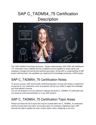 sap c tadm54 75 certification description