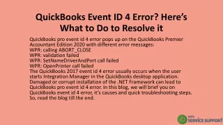 QuickBooks Event ID 4 Error? Here’s What to Do to Resolve it