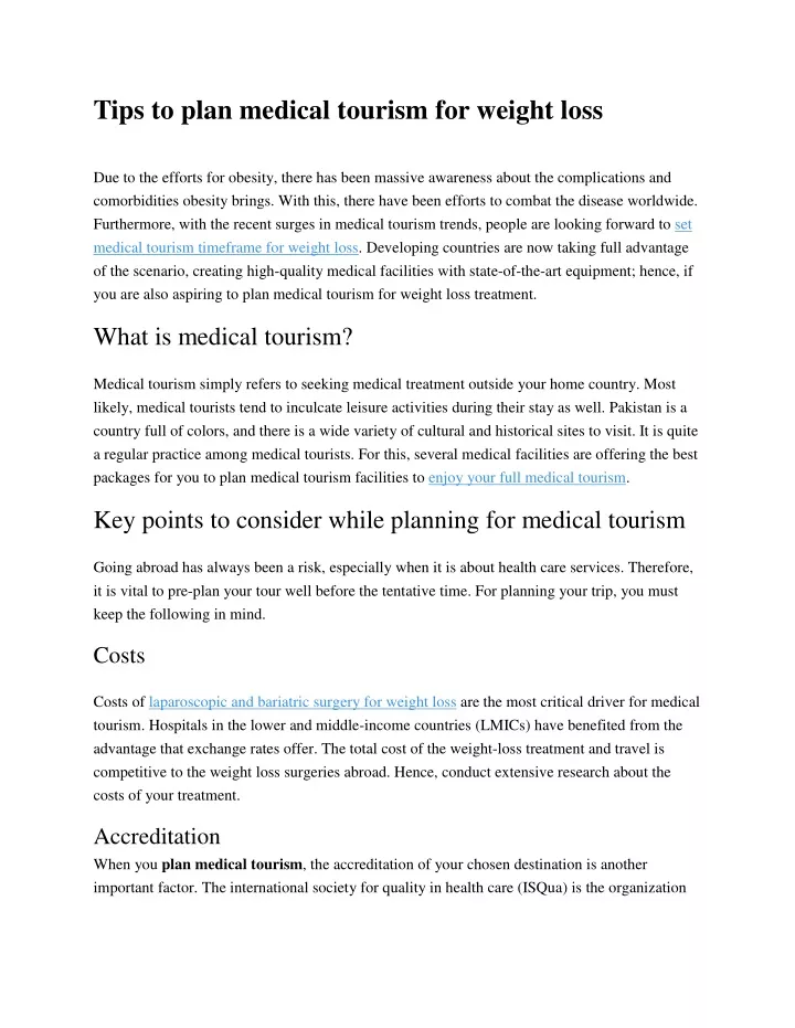 medical tourism for weight loss