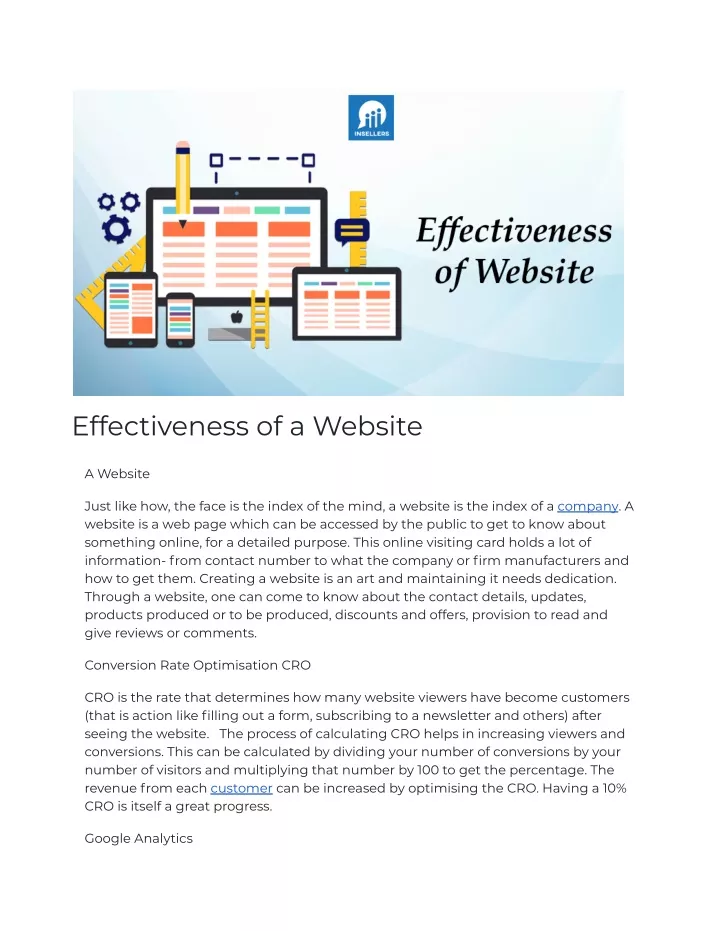 effectiveness of a website