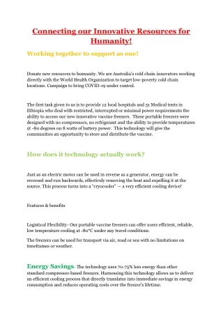 connecting our innovative resources for humanity