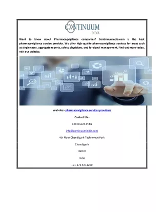want to know about pharmacogvigilance companies