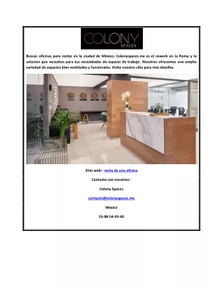 renta de una oficina | Colonyspaces.mx