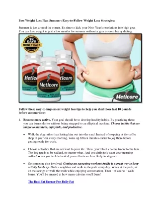 best weight loss plan summer easy to follow
