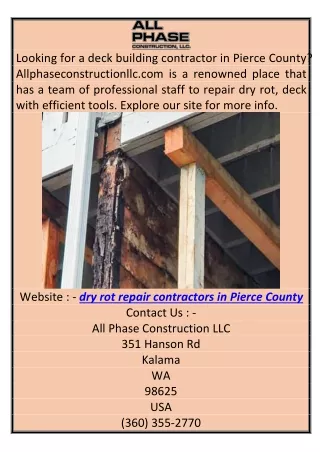 Dry Rot Repair Contractors in Pierce County Allphaseconstructionllc.com