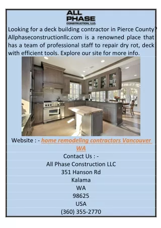 Home Remodeling Contractors Vancouver WA  Allphaseconstructionllc.com