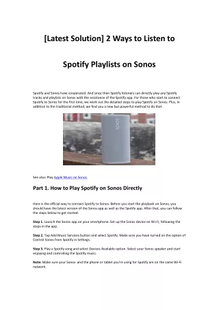 [Latest Solution] 2 Ways to Listen to Spotify Playlists on Sonos