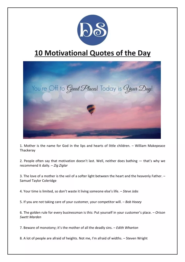 10 motivational quotes of the day