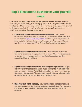 top 4 reasons to outsource your payroll work