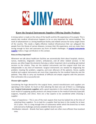 know the surgical instruments suppliers offering