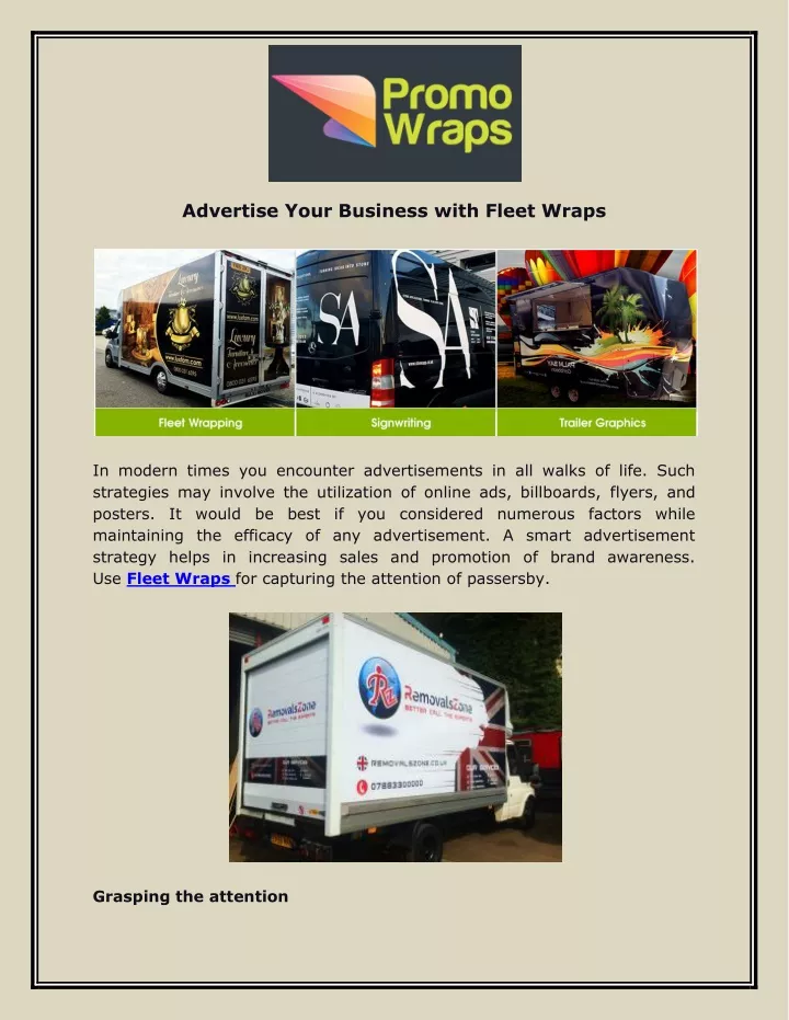 advertise your business with fleet wraps