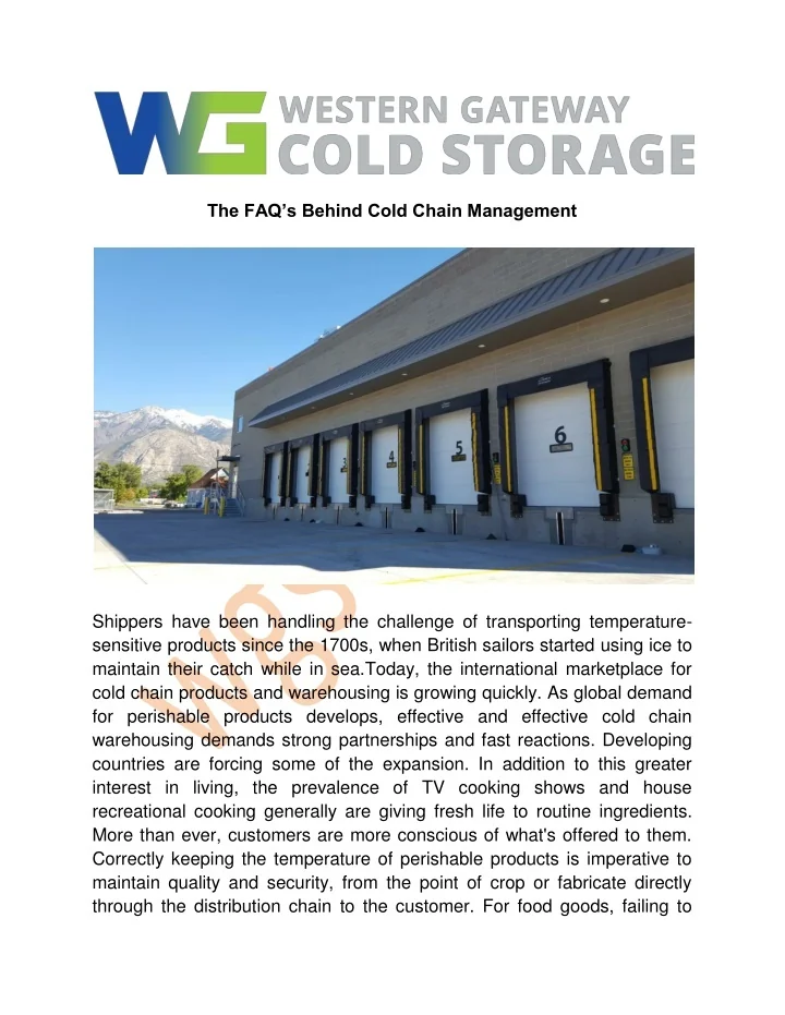 PPT - The FAQ’s Behind Cold Chain Management PowerPoint Presentation ...