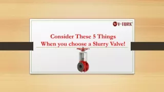 consider these 5 things when you choose a slurry valve