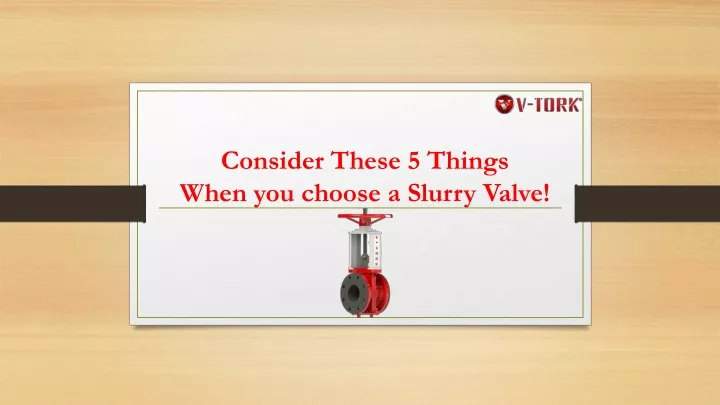 consider these 5 things when you choose a slurry valve