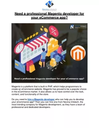 need a professional magento developer for your