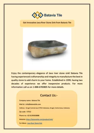 Get Innovative Java River Stone Sink from Batavia Tile