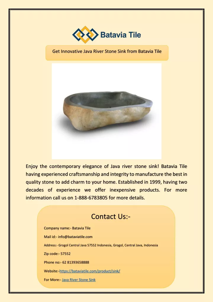 get innovative java river stone sink from batavia