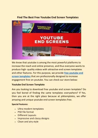 Find Youtube End Screen Templates