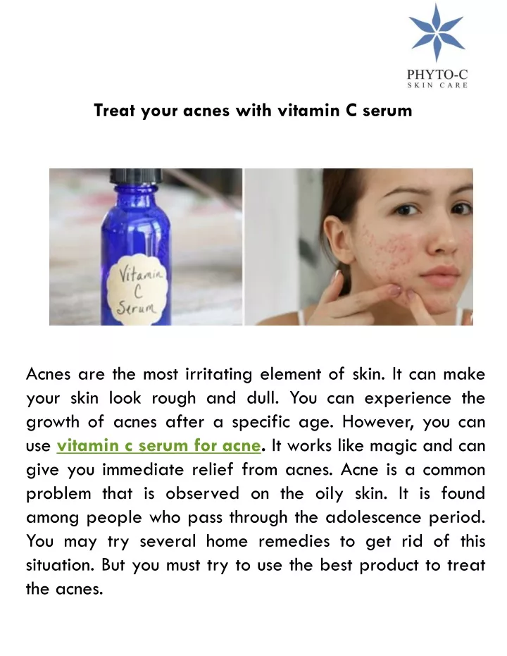 treat your acnes with vitamin c serum