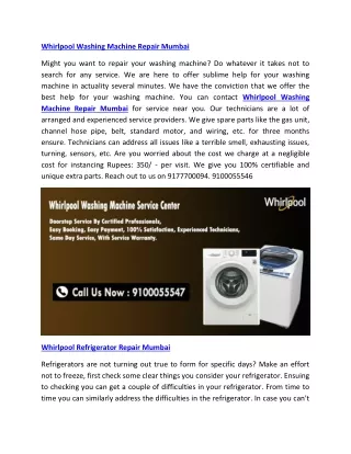 Whirlpool Home Appliance Service And Repairs Mumbai
