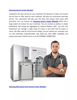Samsung Home Appliance Service And Repairs Mumbai
