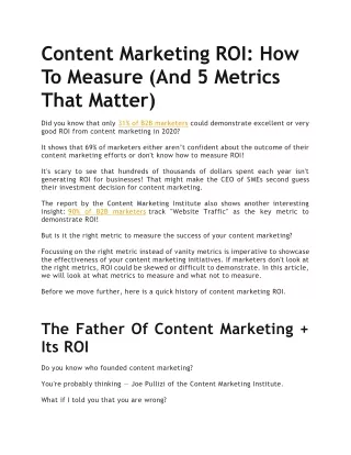 Content Marketing ROI: How to Measure (And 5 Metrics That Matter)