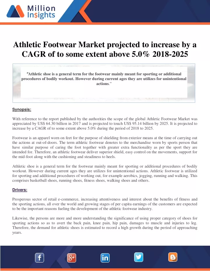 athletic footwear market projected to increase