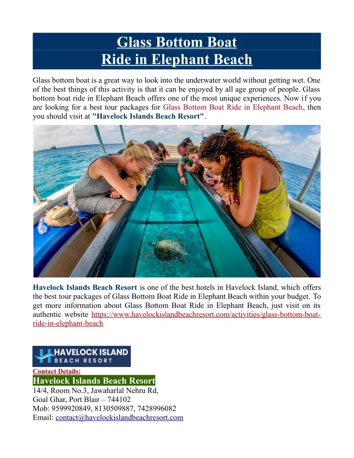 glass bottom boat ride in elephant beach