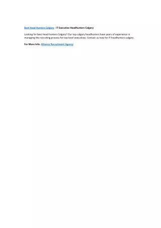 best head hunters calgary it executive