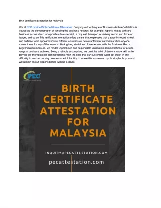 birth certificate attestation for malaysia