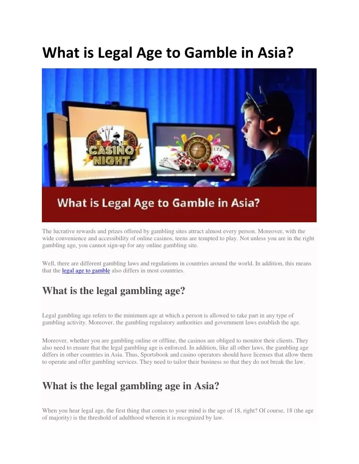 what is legal age to gamble in asia