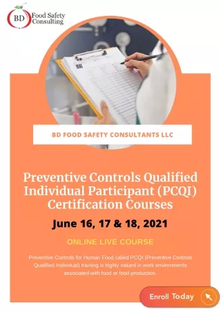 Preventive Controls Qualified Individual Participant Certification Training