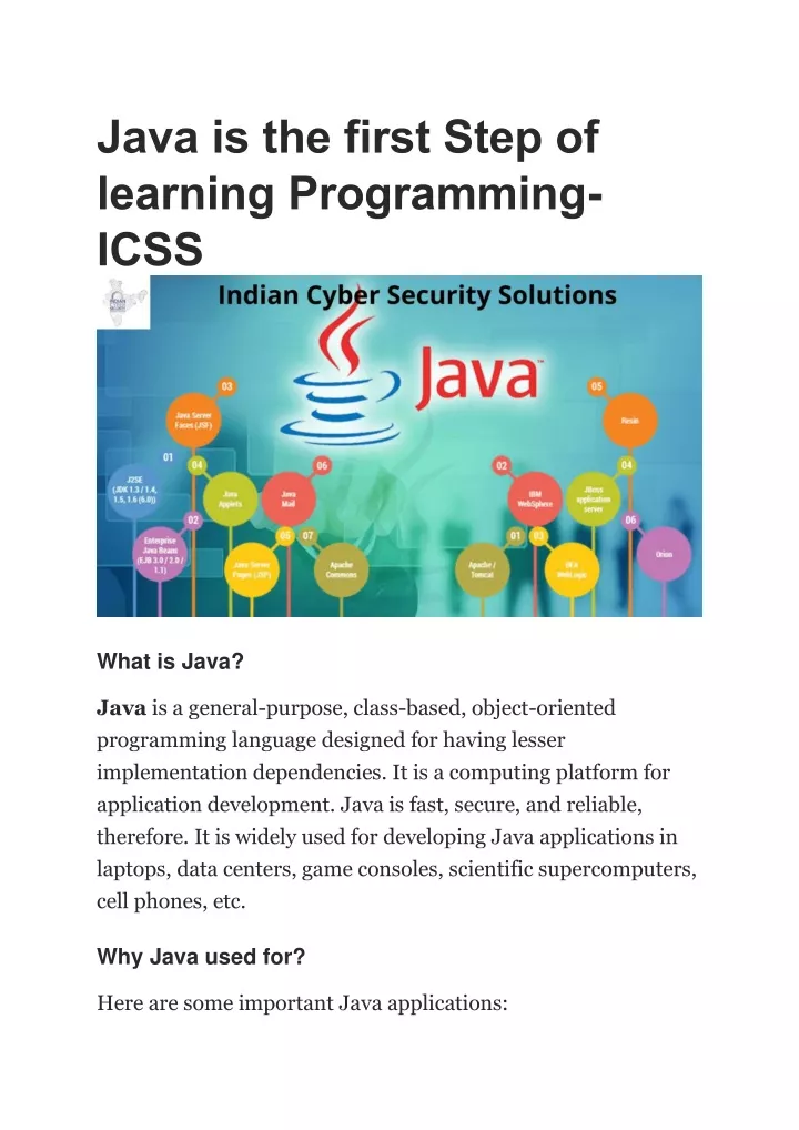 java is the first step of learning programming