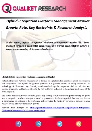 Hybrid Integration Platform Management Market Growth Rate, Key Restraints & Research Analysis
