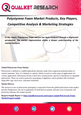 Polystyrene Foam Market Products, Key Players, Competitive Analysis & Marketing Strategies